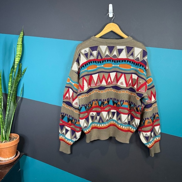 Vintage 90s Tosani 3D knit sweater Mens large Coogi Style - Picture 6 of 14